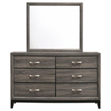 Watson - 6-Drawer Dresser With Mirror - Grey Oak And Black