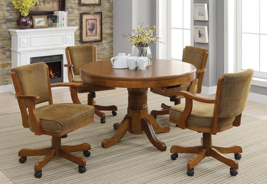 Mitchell - 5 Piece Game Table Set - Amber And Brown