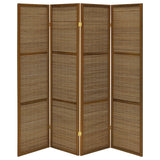 Browning - 4-Panel Bamboo Room Divider Folding Screen - Walnut