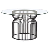 Granvia - Round Glass Top Dining Table - Clear And Gunmetal