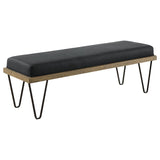 Chad - Upholstered Bench With Hairpin Legs - Dark Blue