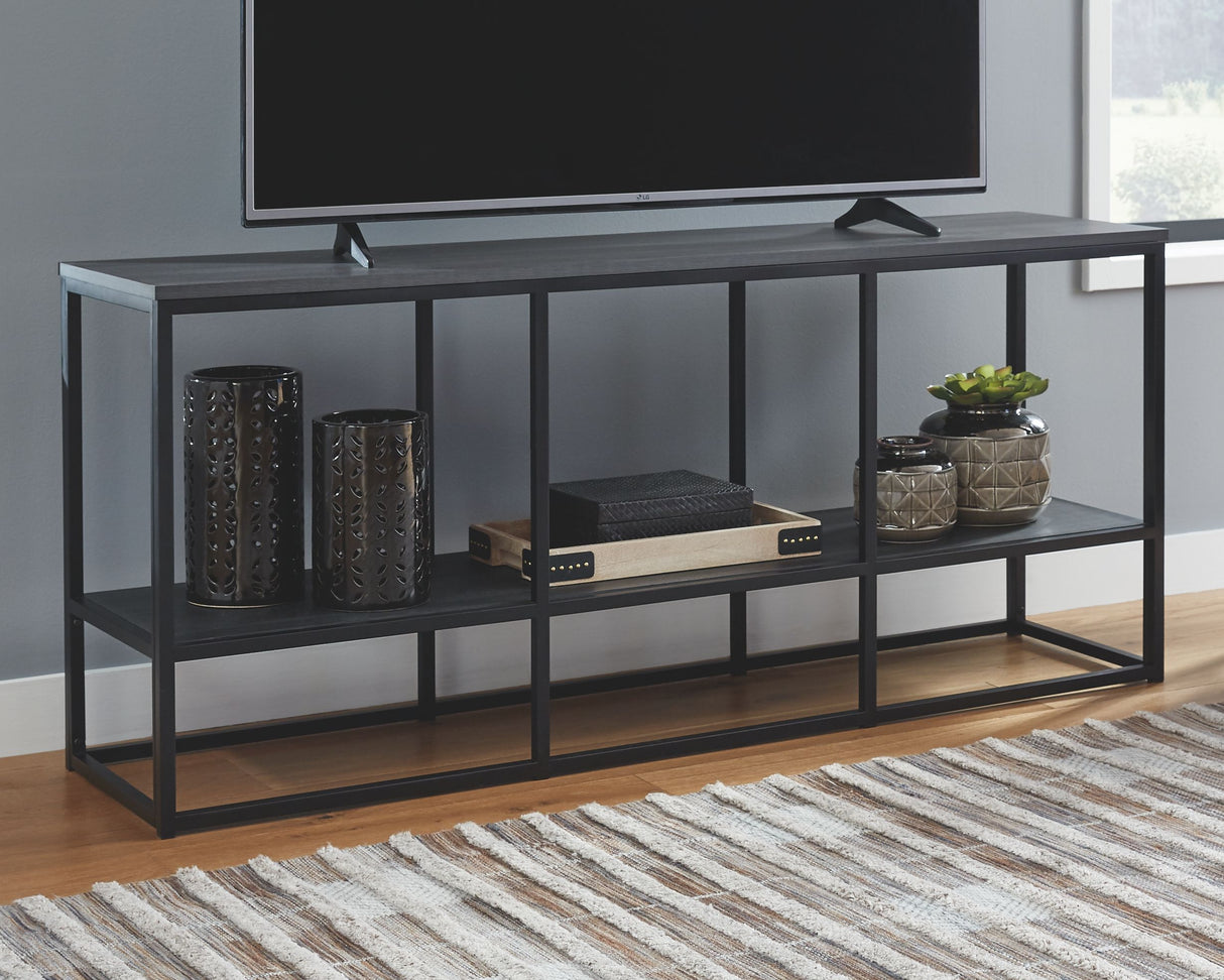 Yarlow - Black - Extra Large TV Stand - Open Shelves