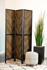 Marlene - 3-Panel Room Divider Folding Screen - Rustic Tobacco