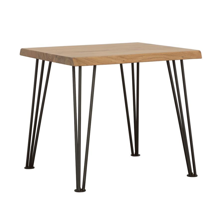 Zander - End Table With Hairpin Leg - Natural And Matte Black