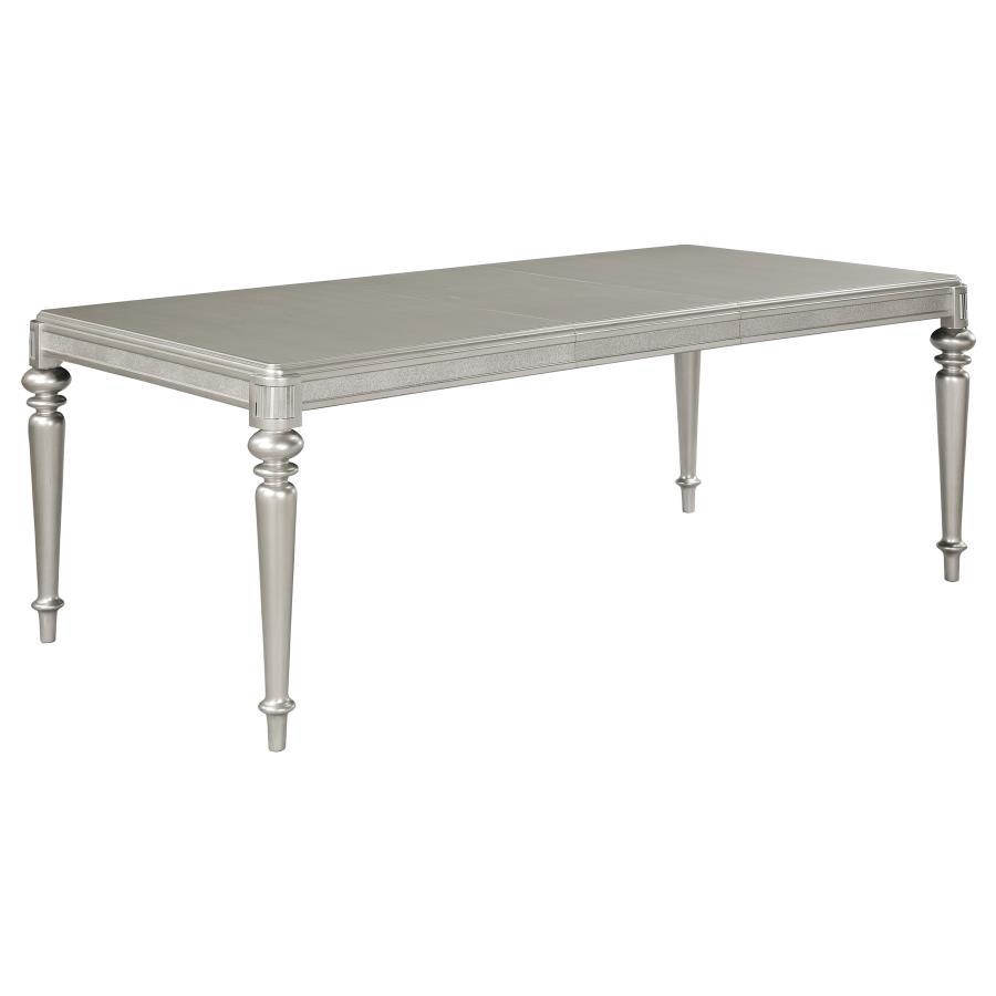 Bling Game - Rectangular Dining Table With Leaf - Metallic Platinum