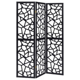 Nailan - 3-Panel Room Divider Folding Screen Open Mosaic - Black