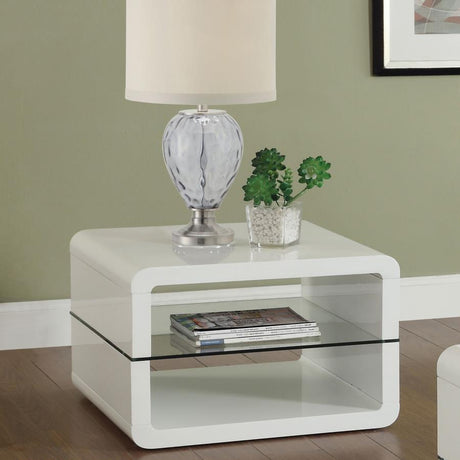 Elana - Square 2-Shelf End Table - Glossy White