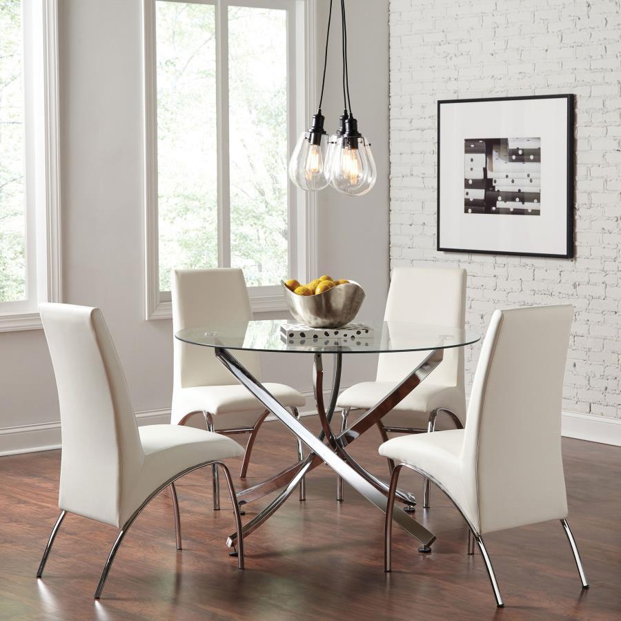 Beckham - 5 Piece Dining Set - Chrome And White