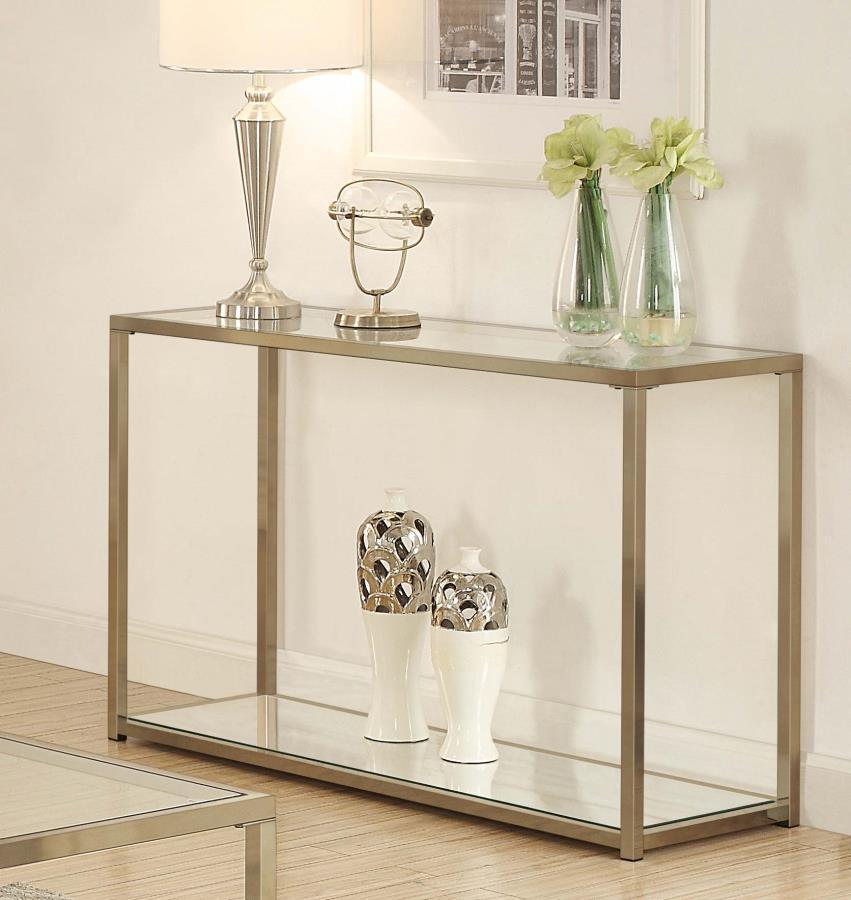 Cora - Sofa Table With Mirror Shelf - Chocolate Chrome