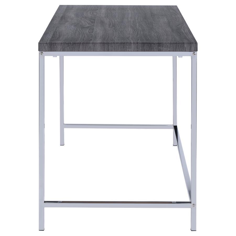 Kravitz - Rectangular Writing Desk - Weathered Gray And Chrome