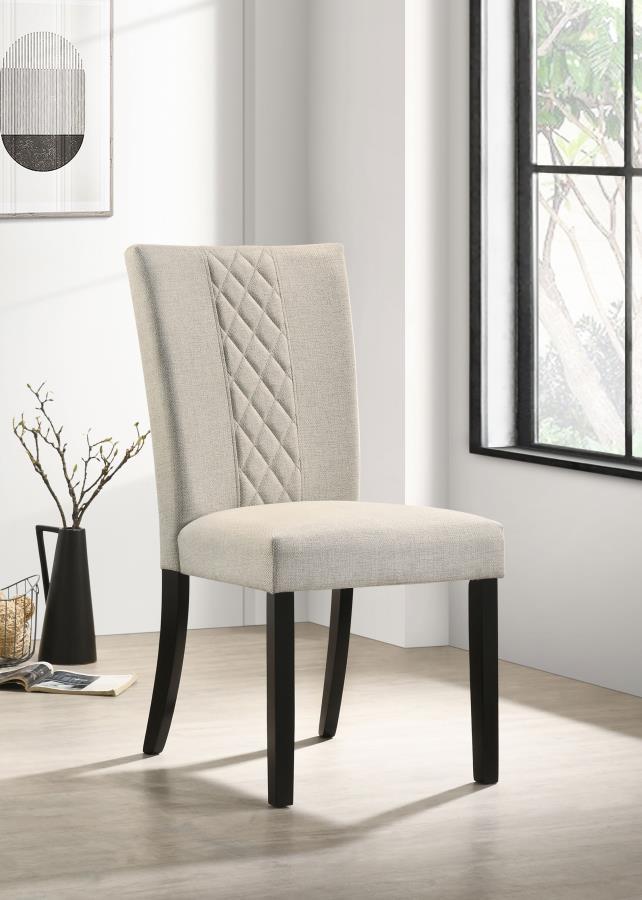 Malia - Upholstered Solid Back Dining Side Chair (Set of 2) - Beige And Black