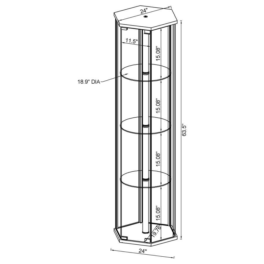 Zahavah - 4-shelf Hexagon Shaped Curio Cabinet