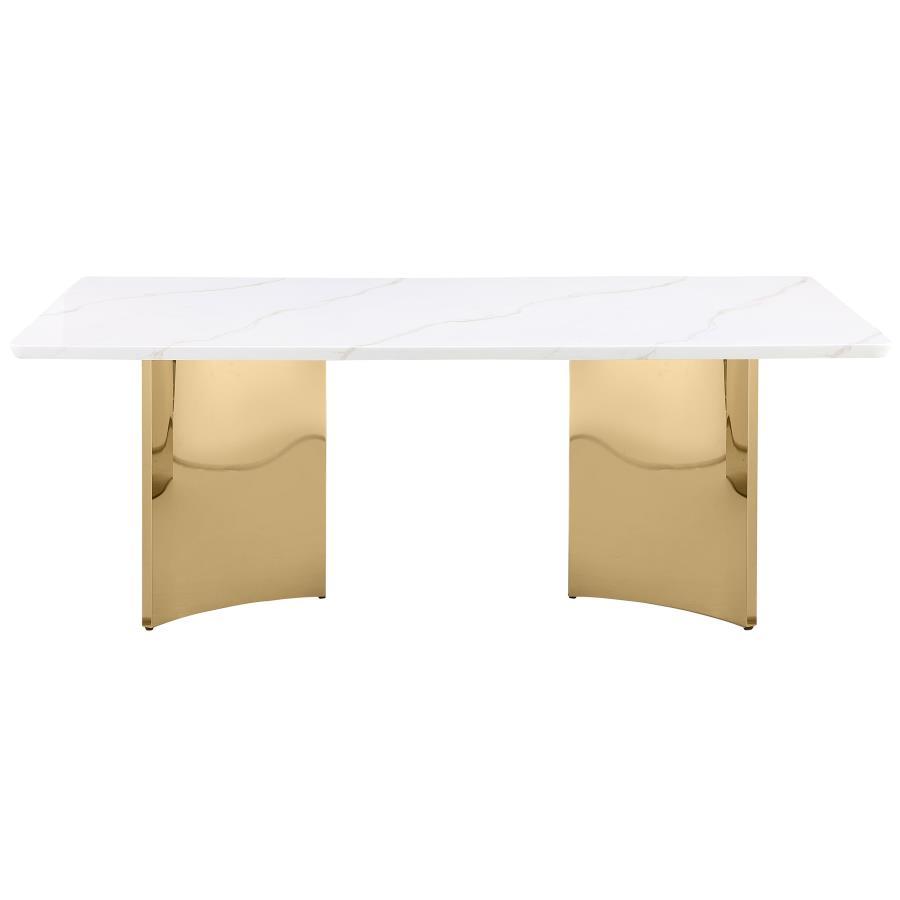 Galiano - Rectangular Stone Top Dining Table - White