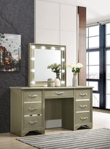 Beaumont - 7-Drawer Vanity Desk With Lighting Mirror - Champagne