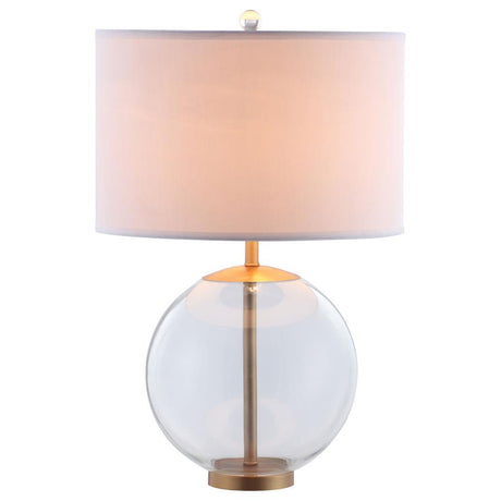 Kenny - Drum Shade Table Lamp With Glass Base - White