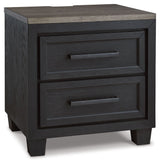 Foyland - Black / Brown - Two Drawer Night Stand