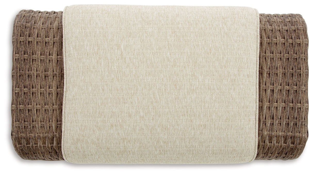 Sandy Bloom - Beige - Ottoman With Cushion