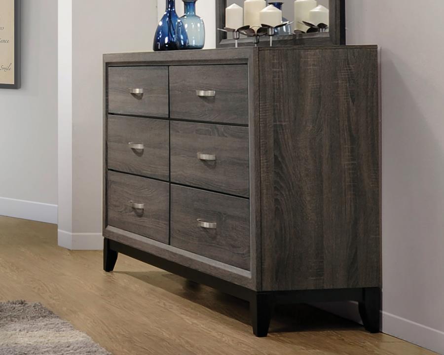 Watson - 6-Drawer Dresser - Gray Oak And Black