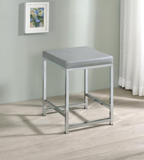 Umbridge - Upholstered Square Padded Cushion Vanity Stool - Gray