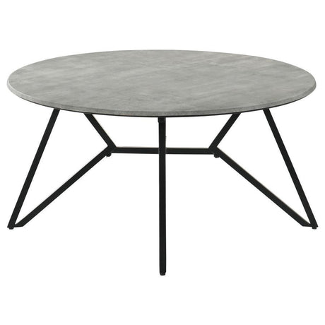 Hadi - Round Coffee Table With Hairpin Legs - Cement And Gunmetal