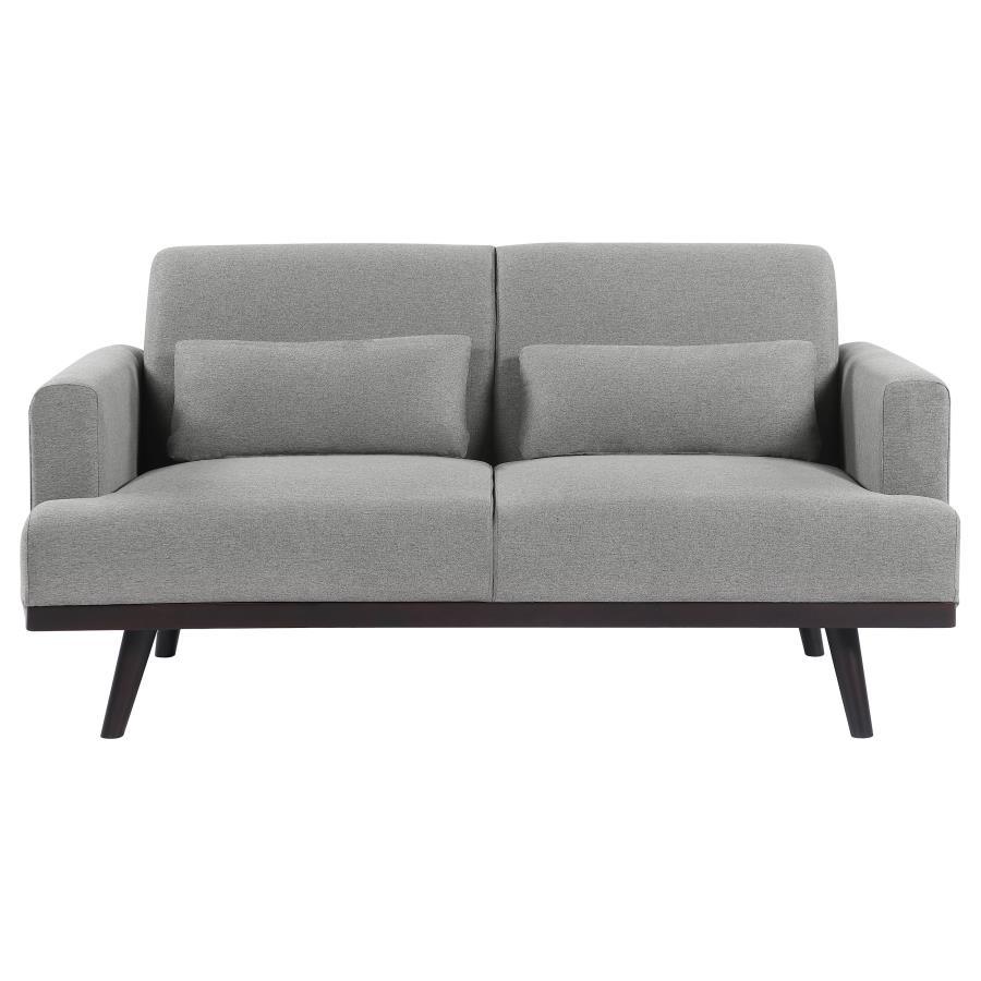 Blake - Upholstered Loveseat With Track Arms - Sharkskin And Dark Brown