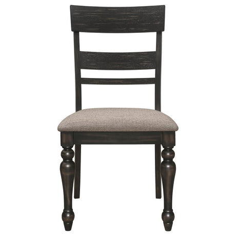 Bridget - Ladder Back Dining Side Chair (Set of 2) - Charcoal Sandthrough And Stone Brown