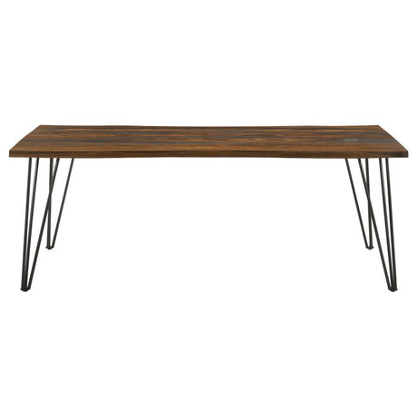 Neve - Live-Edge Dining Table With Hairpin Legs - Sheesham Gray And Gunmetal