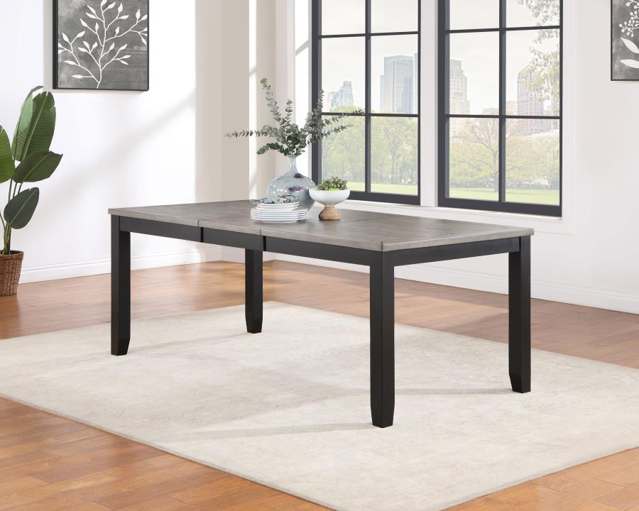 Elodie - Rectangular Dining Table With Extension Leaf - Gray And Black