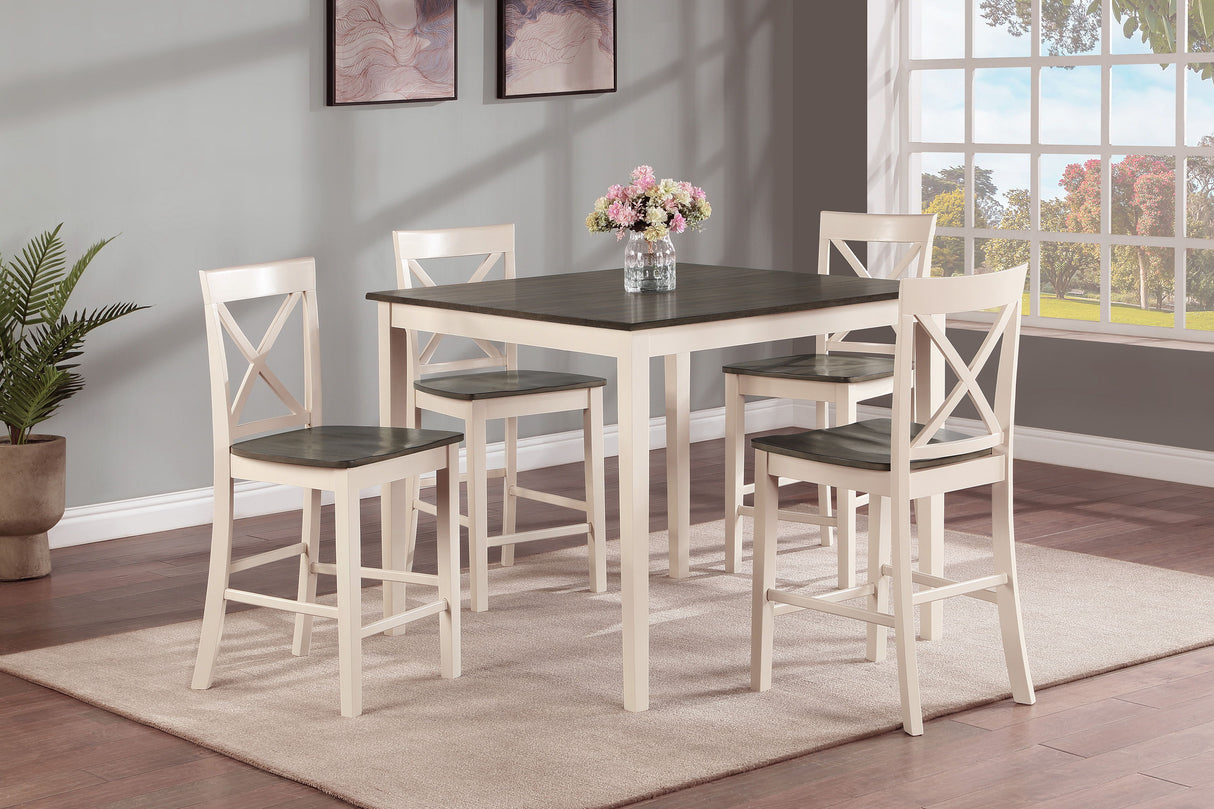 Theodore - 5 Piece Counter Height Table Set - White