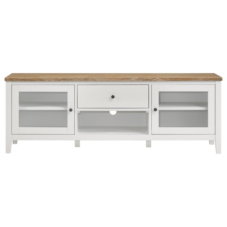 Hollis - 2-Door Wood 67" TV Stand with Drawer - Brown And White