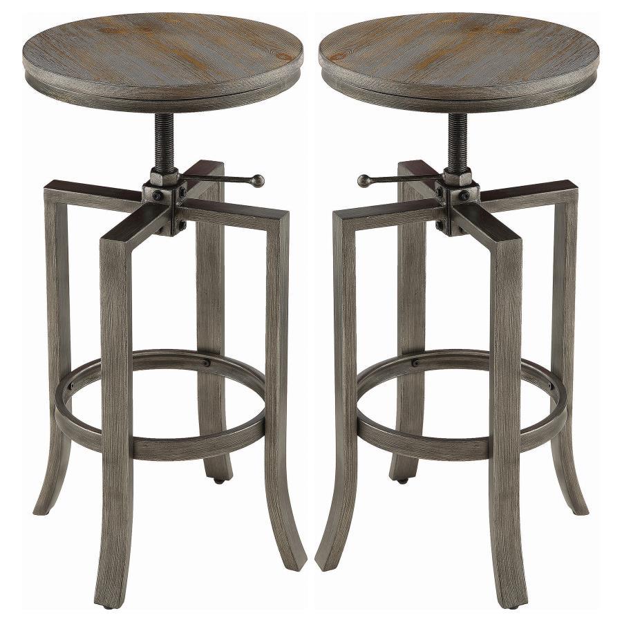 Bartlett - Adjustable Backless Bar Stool Nutmeg (Set of 2) - Brushed Nutmeg