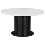 Sherry - Round Marble Top Dining Table - Rustic Espresso