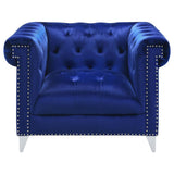 Bleker - Tufted Tuxedo Arm Chair - Blue