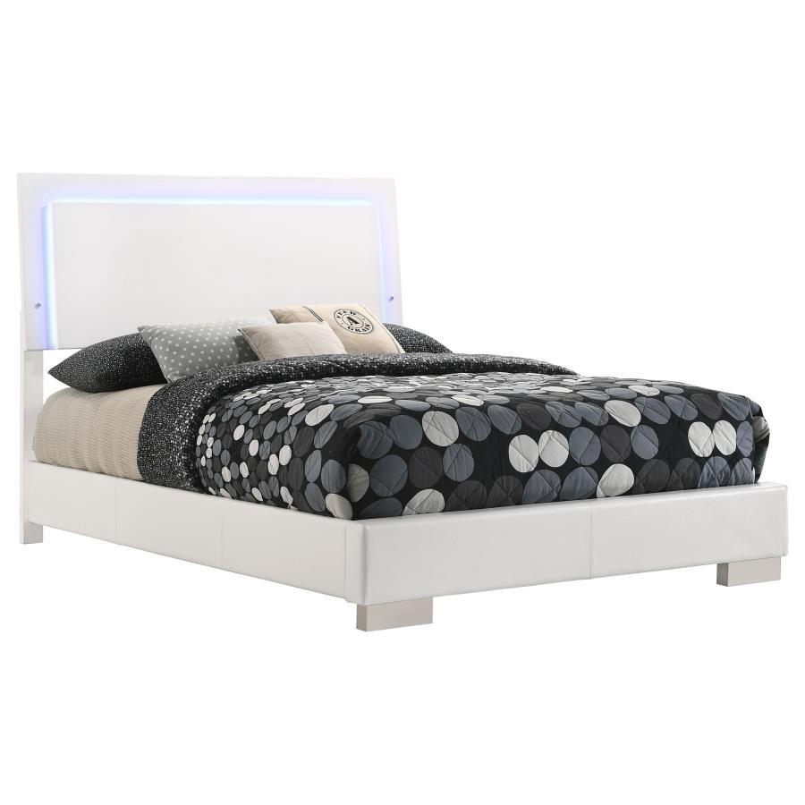 Felicity - High Headboard Panel Bed with LED Lighting