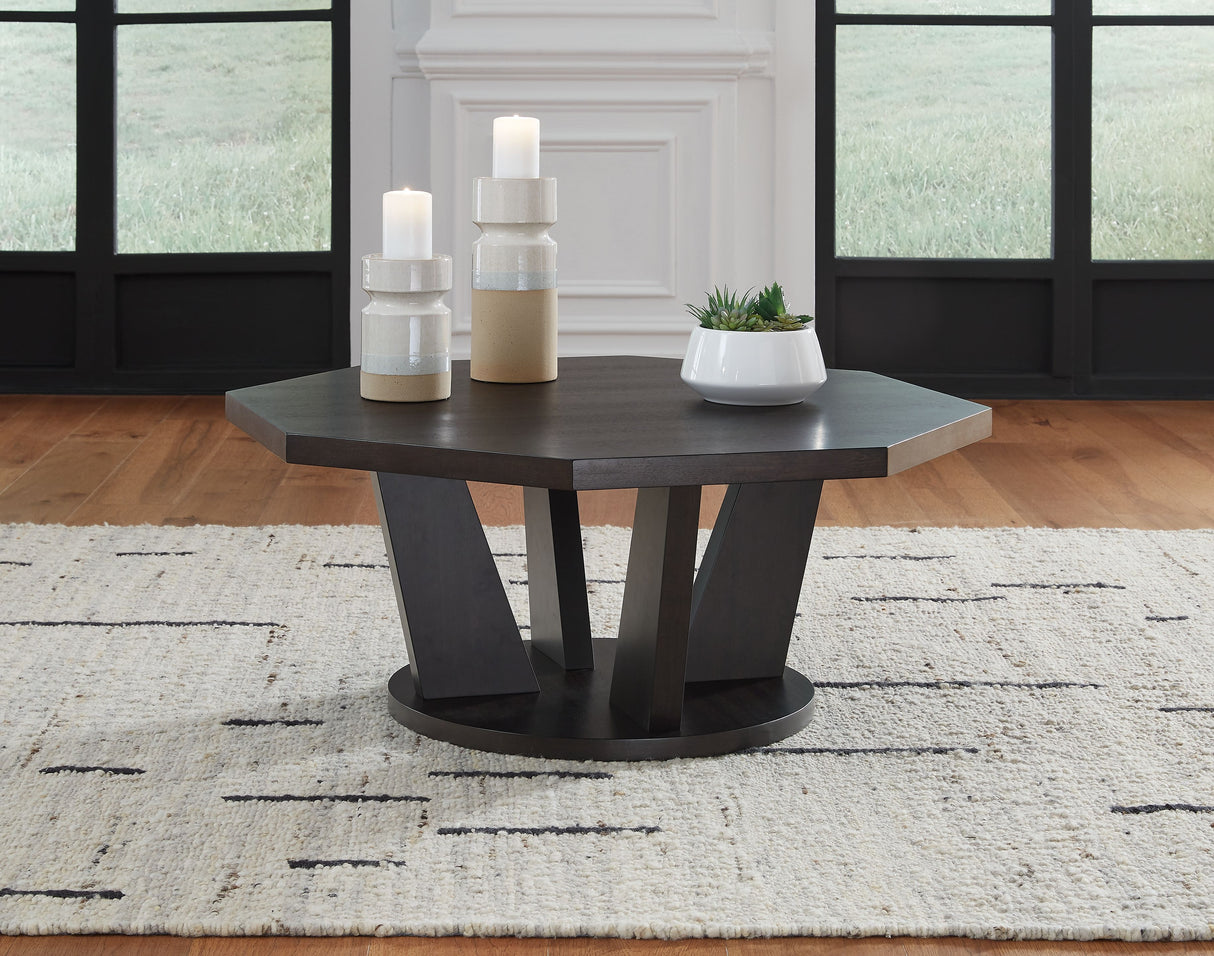 Chasinfield - Dark Brown - Octagon Coffee Table