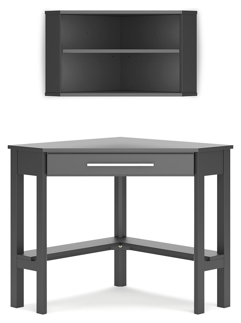 Otaska - Black - Corner Desk, Bookcase