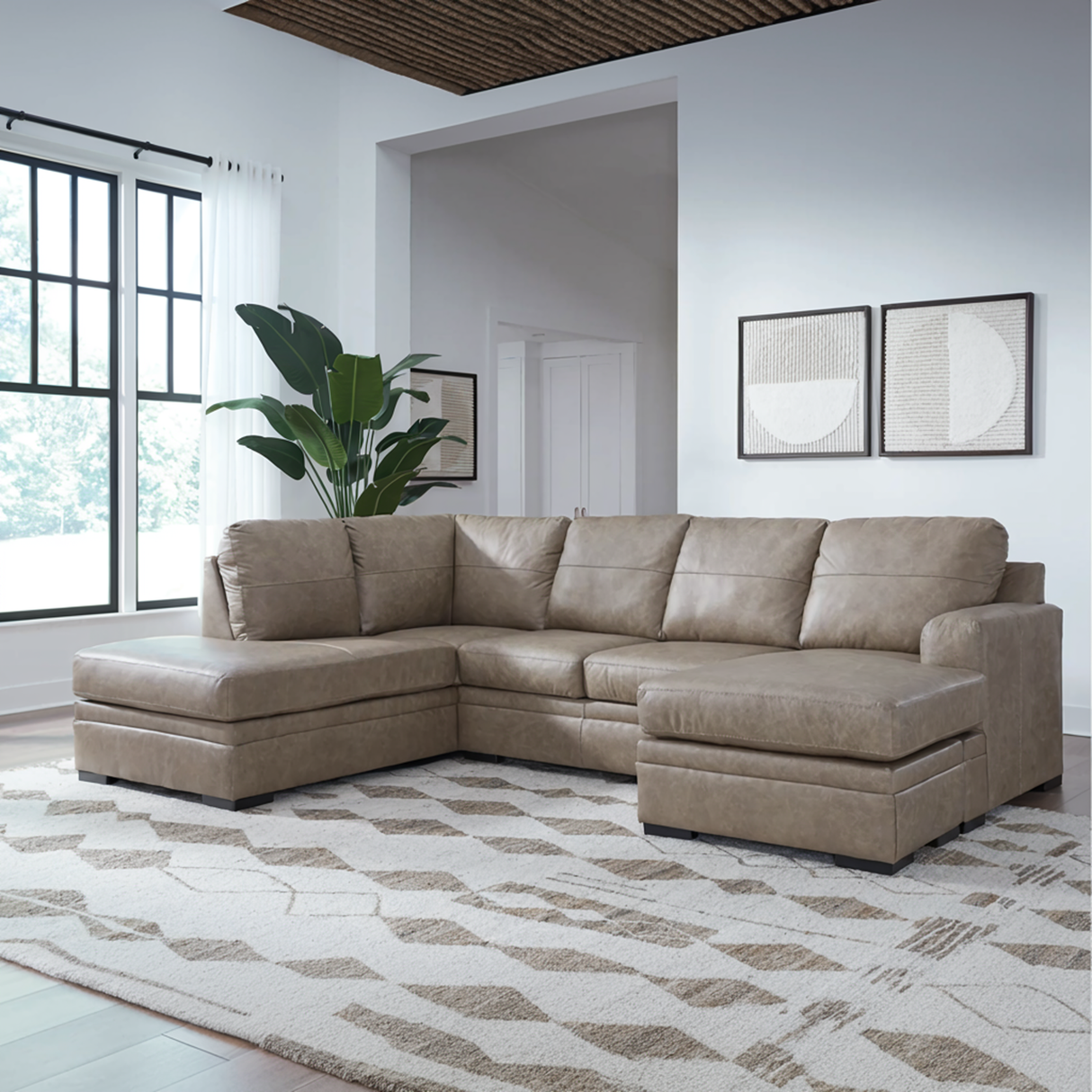 Amuleto Leather Sectional with Chaise - Furniture Store
