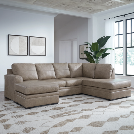 Amuleto Leather Sectional with Chaise - Furniture Store