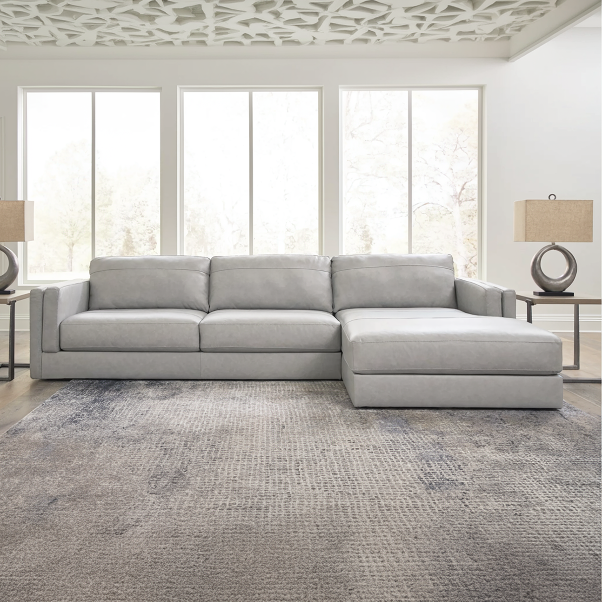 Amiata Leather Sectional with Chaise - Furniture Store