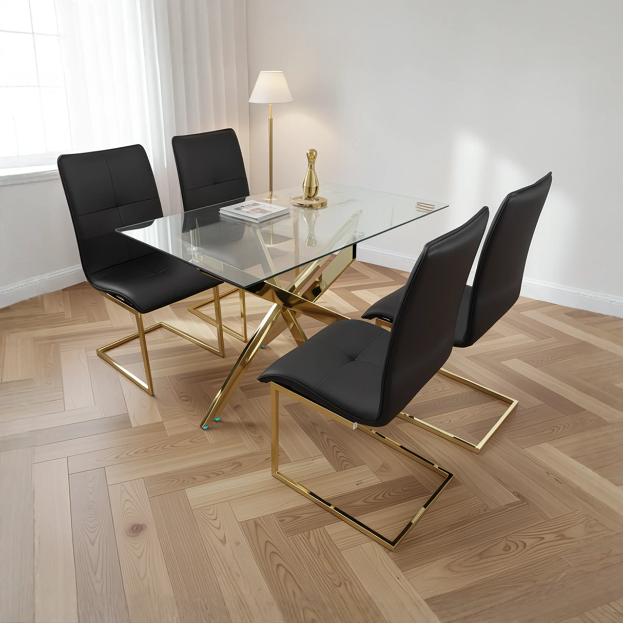 Modern Glass Dining Set White Black | Tampa, Orlando & Fort Myers Store | $999