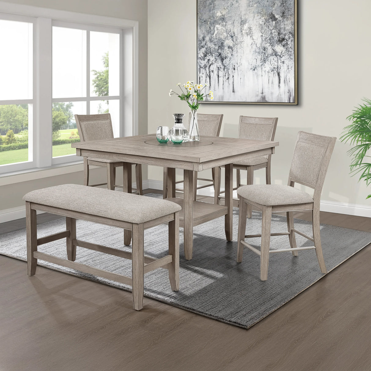 Fulton Marble Counter Height Set with Lazy Susan | Tampa, Orlando & Fort Myers | $999