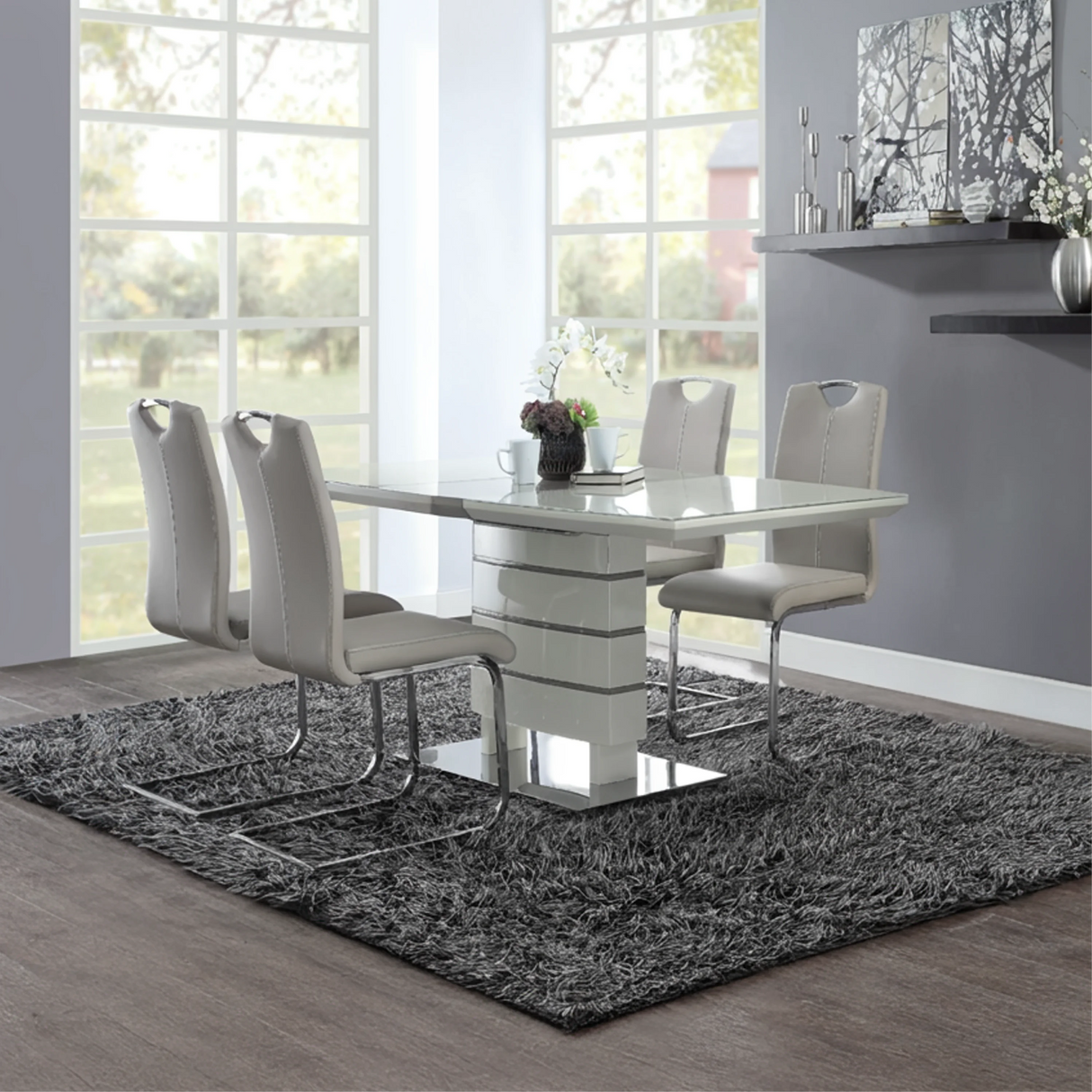Glissand High Gloss Dining Set | Furniture Store in Tampa, Orlando & Fort Myers | $999