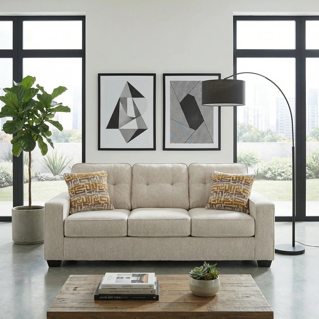 Larimer Queen Sofa Sleeper in Stone | Tampa, Orlando & Fort Myers