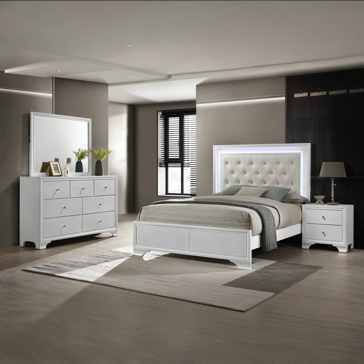 Lyssa Glam Modern LED Bedroom Set | Tampa, Orlando & Fort Myers Store