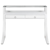 Gemma - 2-Drawer Writing Desk - Glossy White And Chrome