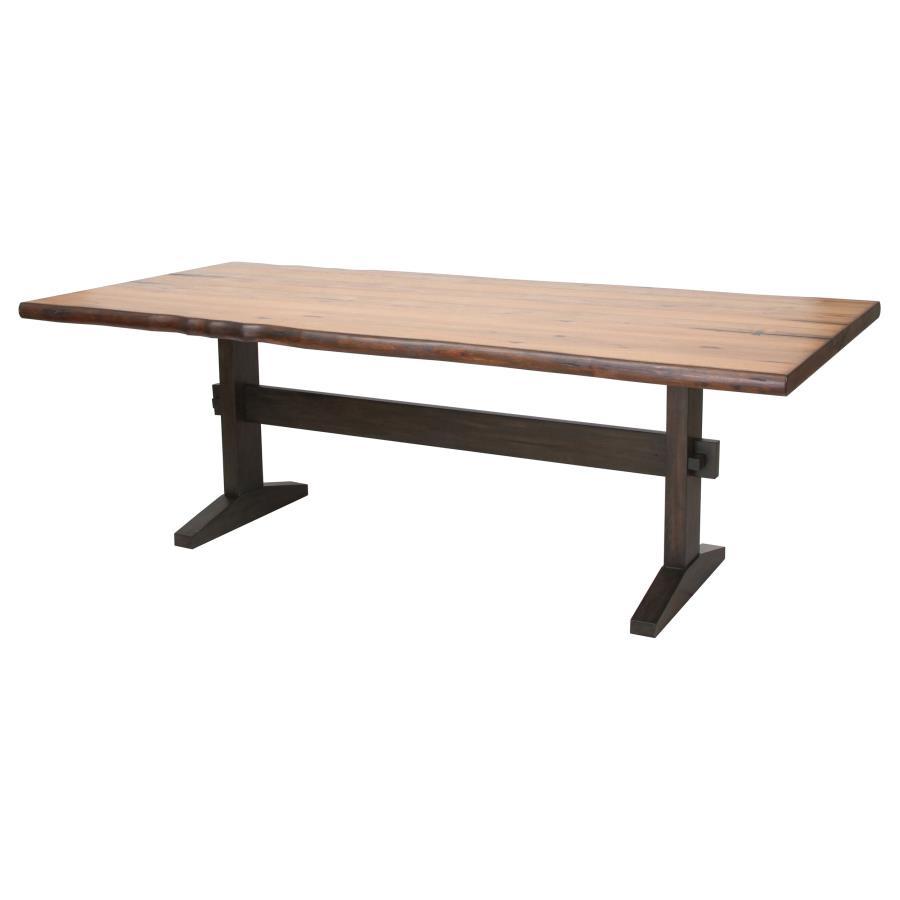 Bexley - Live Edge Trestle Dining Table - Natural Honey And Espresso