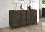 Kelly - 3-Drawer Storage Dining Sideboard Server - Dark Gray