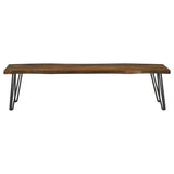 Neve - Live-Edge Dining Bench With Hairpin Legs - Sheesham Gray And Gunmetal