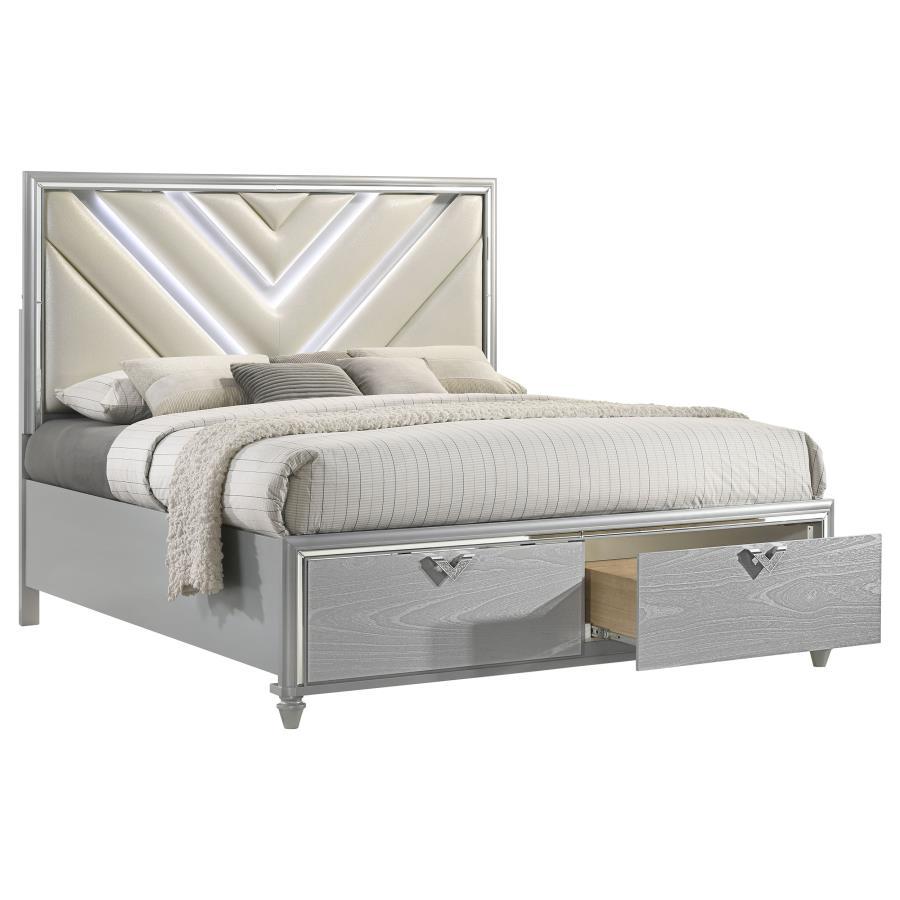 Veronica - Platform Storage Bed With Upholstered LED Headboard