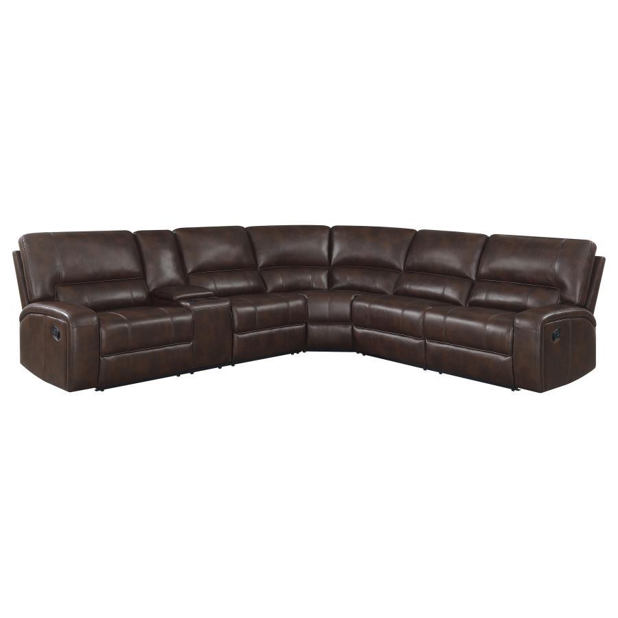 Brunson - 3 Piece Upholstered Motion Sectional - Brown